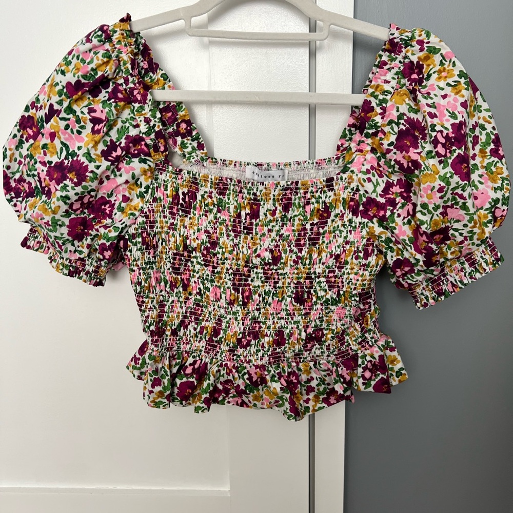 Endless Rose Floral smocking detail top